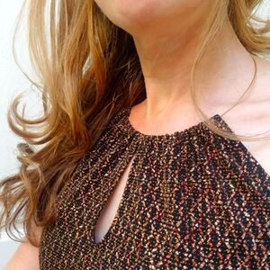 Forever 21 2000s Halter Top Glitter Pattern Gold Ring